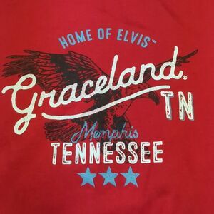 Graceland Home of Elvis Presley Memphis TN Eagle Puff Print‎ Sz L Red